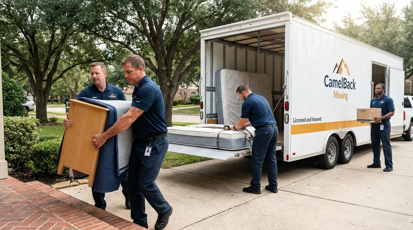 Crew loading residential truck for cross-state move from Richmond, MI