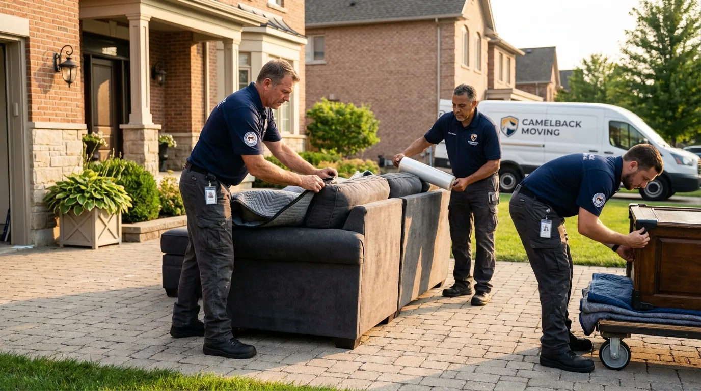 Large estate moving crew wrapping furniture in Richmond, MI